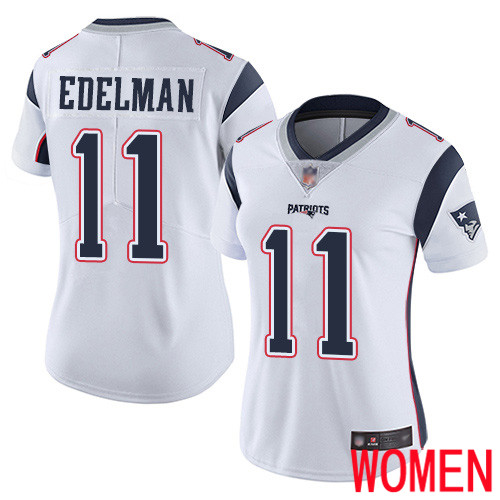 New England Patriots Football #11 Vapor Limited White Women Julian Edelman Road NFL Jersey